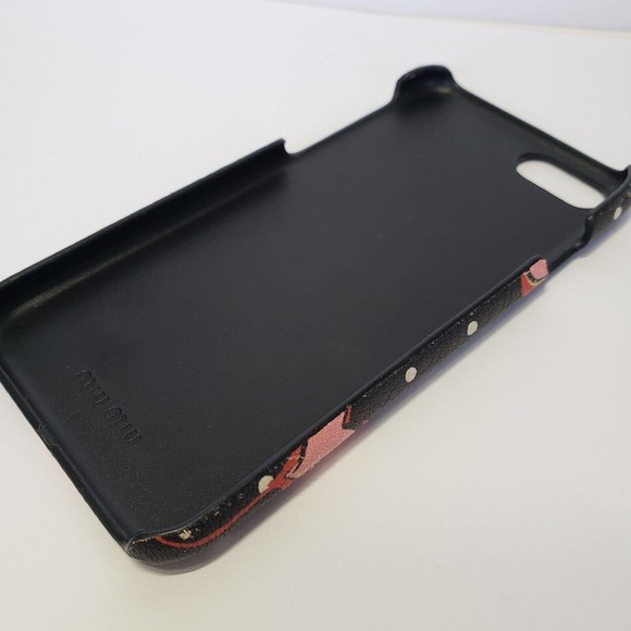 Miu Miu Iphone Apple 7 Cell Phone Case Hard Cover Hearts Black Polka Dot Snap - Picture 5 of 7